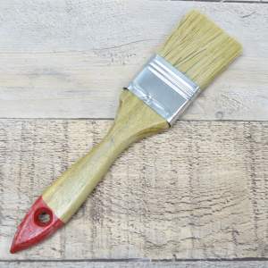 Купить Кисть плоская 1,5" 38мм деревянная красная ручка, белая натуральная щетина