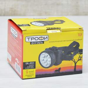 «Фонарь налобный светодиодный "Трофи" TG9 аккумуляторный мощный яркий 2 режима черный» - фото 1