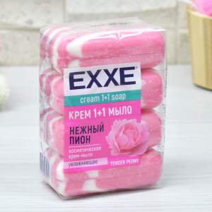 Купить Крем-мыло EXXE 1+1 "Нежный пион" 4шт*90г (розовое полосатое)