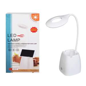 Купить Светильник настольный LED 2Вт 3 режима пенал белый, ночник, подставка под телефон, аккум.+USB (6572)