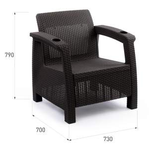 «Кресло "Ротанг-плюс" 730*700*790мм без подушки (мокко)» - фото 1
