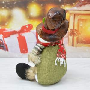 «Сувенир "Снеговик" 35см в красном шарфе, сидячий» - фото 1