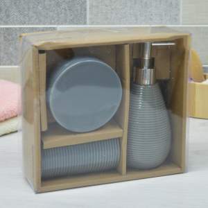 «Набор для ванной комнаты керамический 3 предмета "Сантана" серый» - фото 4