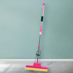 Швабра с двойным отжимом автоматическая с насадкой ПВА 28см, телескопический черенок, нерж.сталь