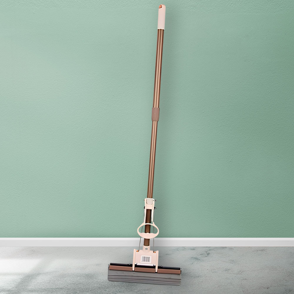 Швабра с отжимом автоматическая с насадкой ПВА 28см, телескопический черенок, NNSDW-2