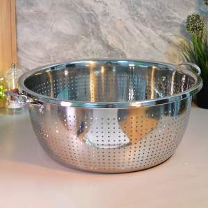 Дуршлаг 40см нерж с ручками, плоское дно