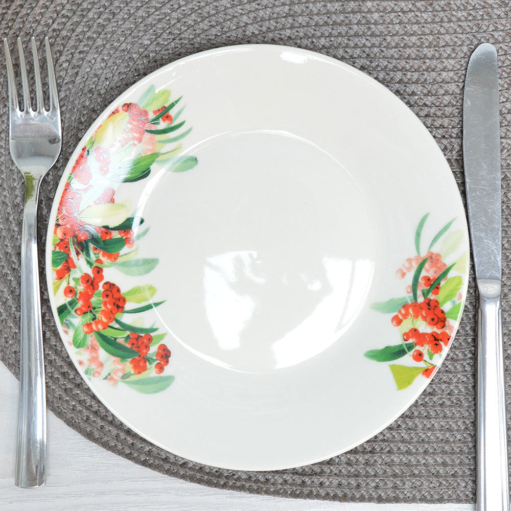 «Тарелка плоская 18см Рябина, фарфор, Jewel» - фото 1