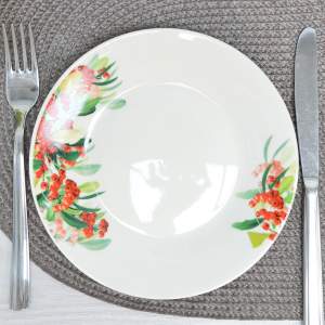 «Тарелка плоская 18см Рябина, фарфор, Jewel» - фото 1