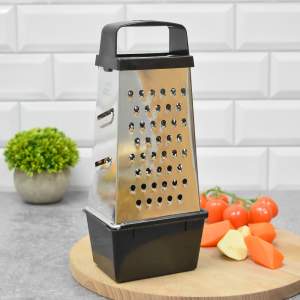 Терка 4-х гранная с пластиковой ручкой и контейнером 450мл, 11*8,5*27см